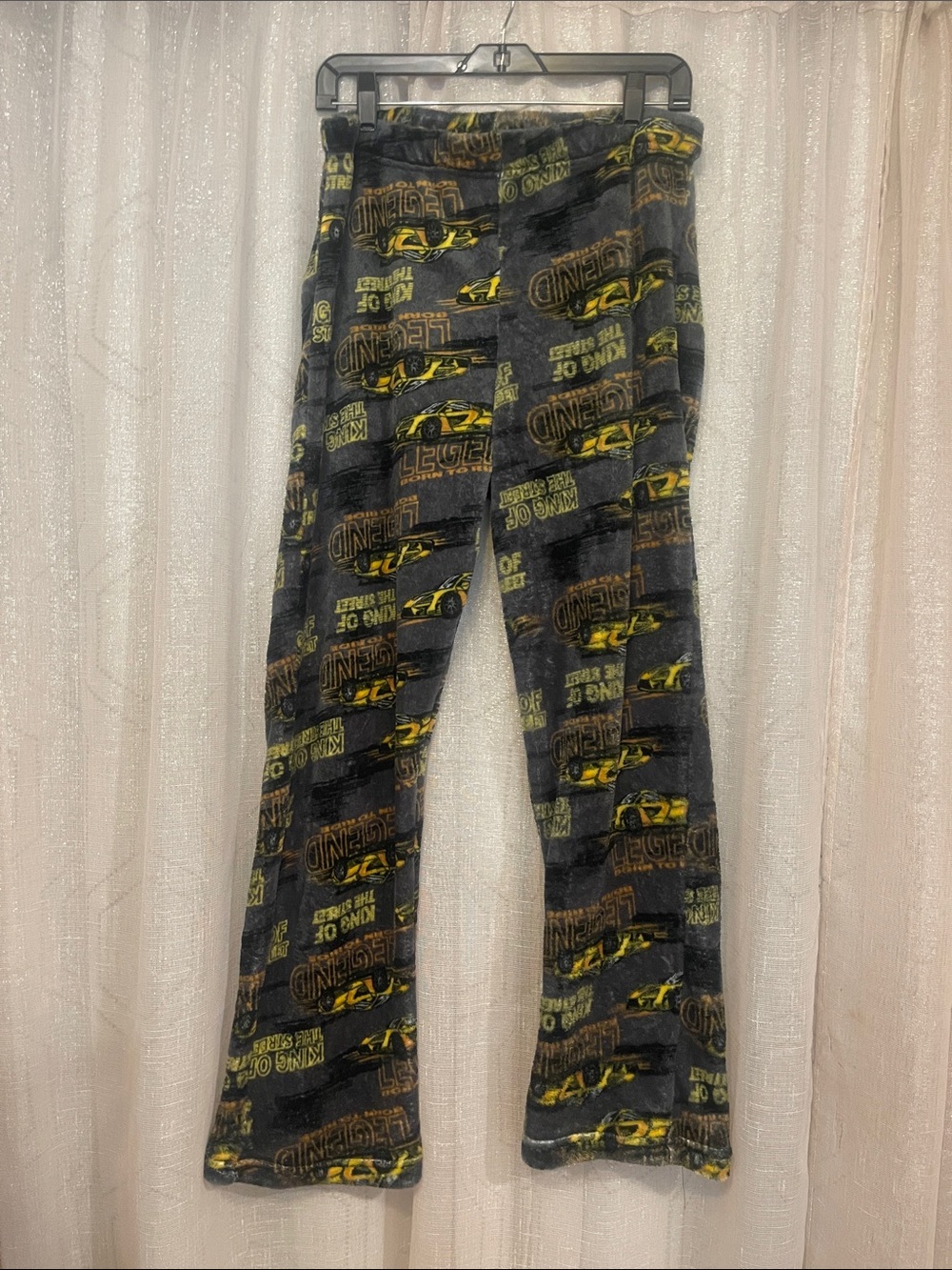 Men’s Gray and Yellow Graphic Fleece Lounge Pants Pajamas